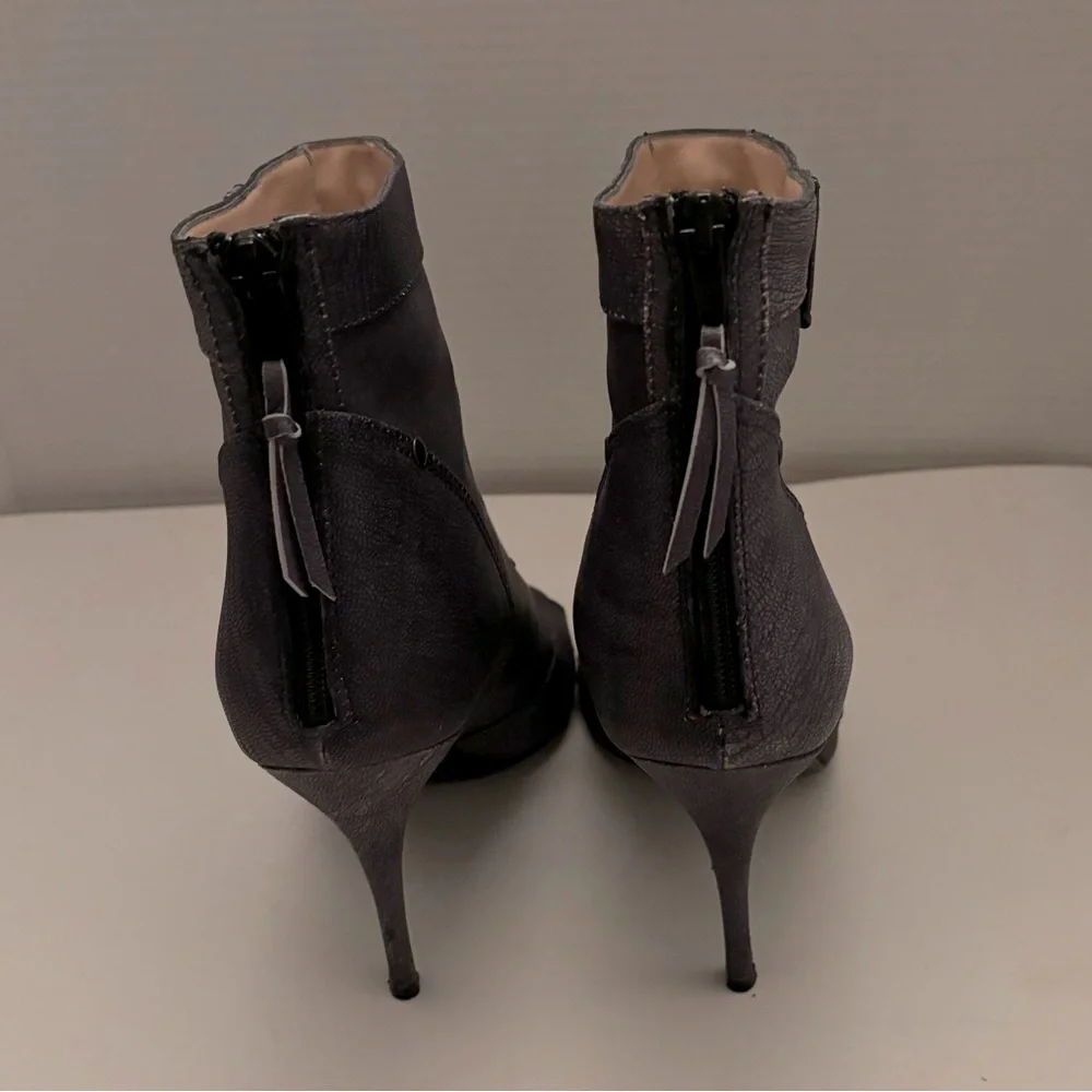 JEROME C. ROUSSEAU Blue leather Open Peep Toe Stiletto Ankle booties Italy Sz 7